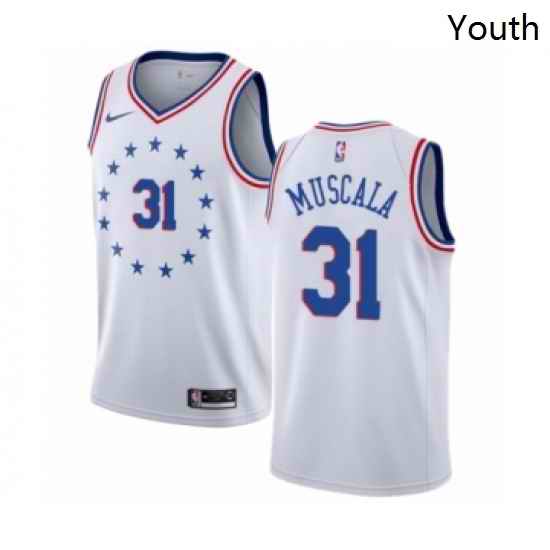 Youth Nike Philadelphia 76ers 31 Mike Muscala White Swingman Jersey Earned Edition